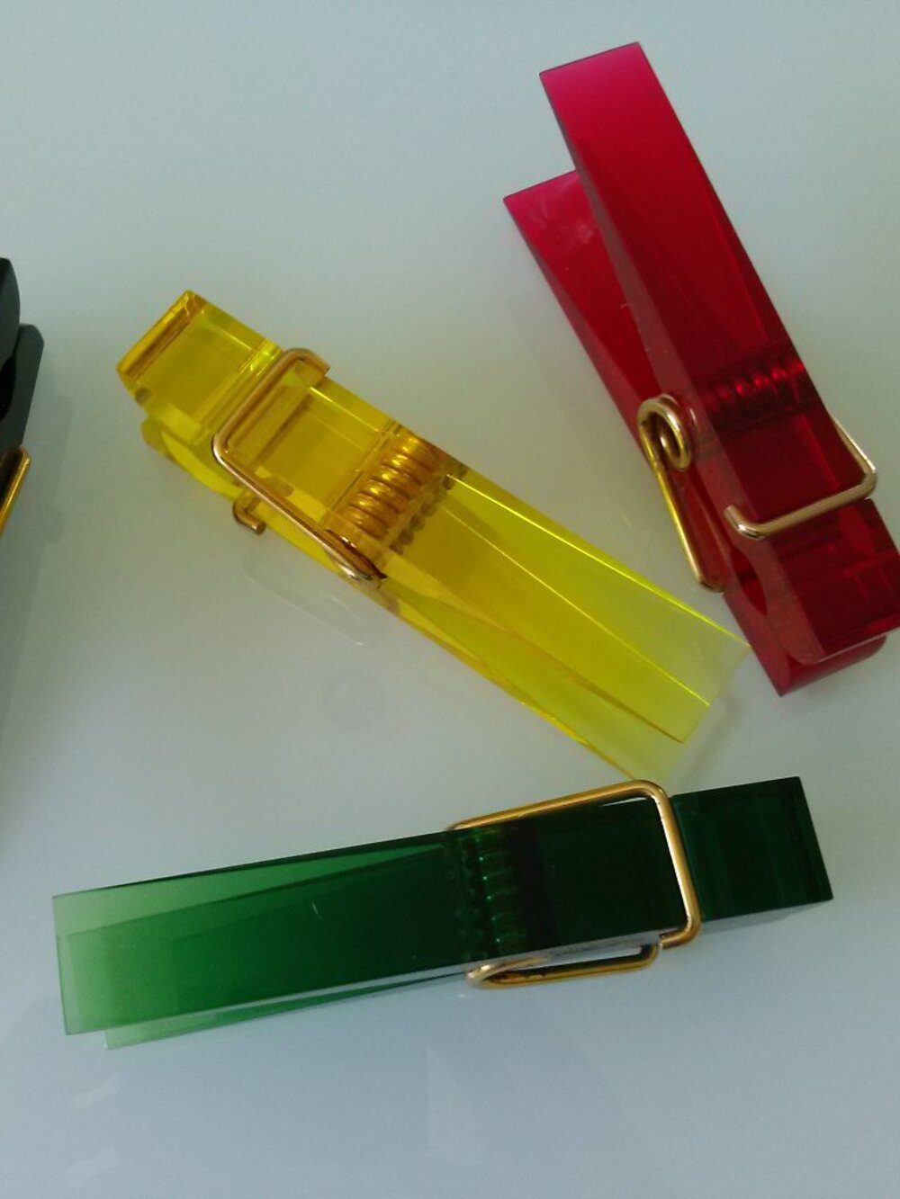 Vintage 70s lucite clothespins from France  Set of 4